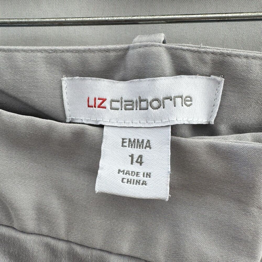 Liz Claiborne Women’s Gray Dress Pants Size 14 Emma Fit Stretch Straight Leg - Picture 4 of 8